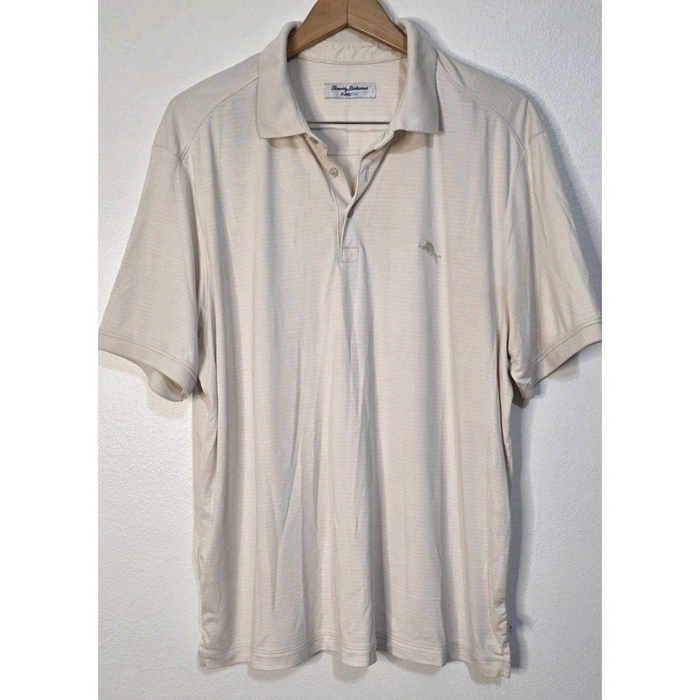 Tommy Bahama Islandzone Tencel Men XL Beige Polo Shirt Casual Country‎ Club Prep